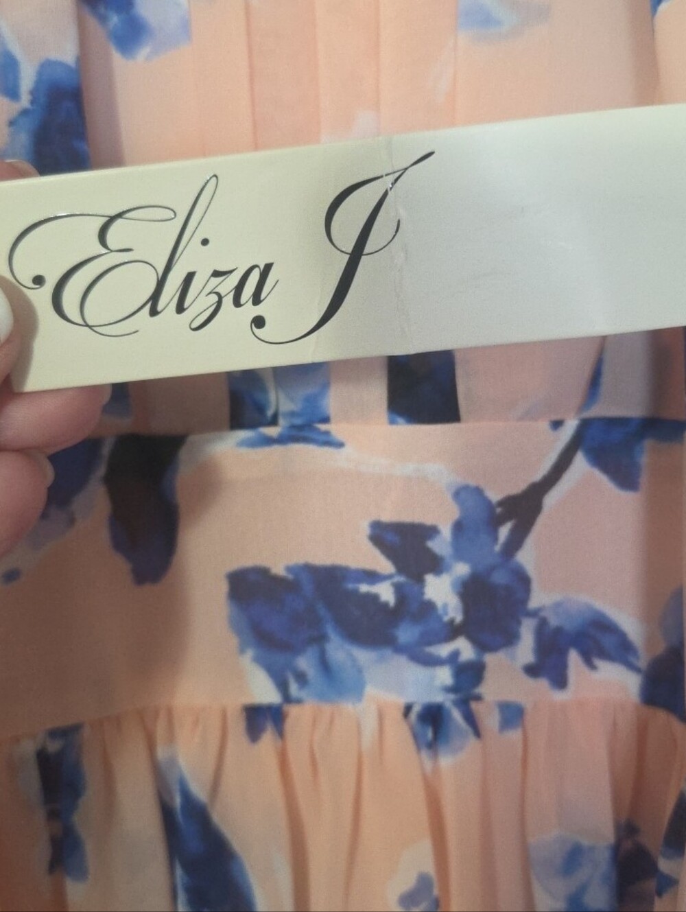 Eliza J Floral Chiffon Halter Maxi Dress Womens Size 8 Pink Blue Wedding NWT - Picture 4 of 13